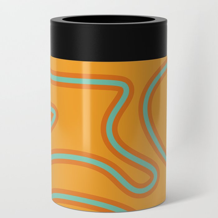 Abstract Mid century modern lines pattern - Marigold Can Cooler