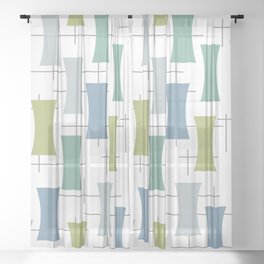 Abstract Mid Century Modern Sheer Curtain