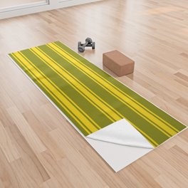 [ Thumbnail: Green and Yellow Colored Pattern of Stripes Yoga Towel ]