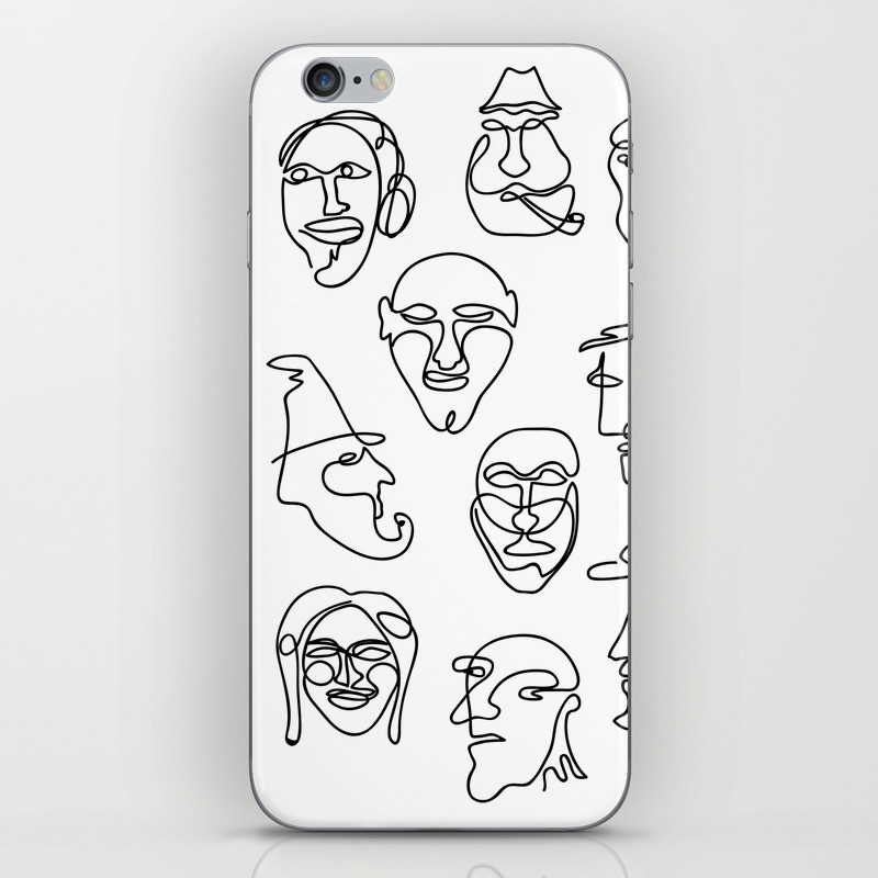 Single Line Face Design Pattern Iphone Skin By Bicone Society6