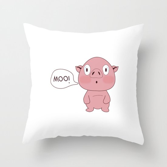SOLD!! Confused Pig Throw Pillow