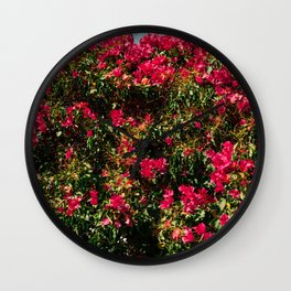 Vintage Flower Festival | Pink Flowers in Bush | Nature & Travel Photography Wall Clock