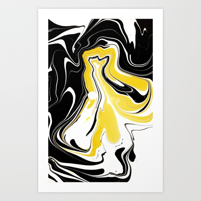 Marbled Yellow & Black II Art Print