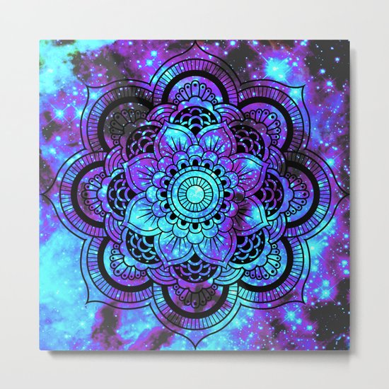 Mandala : Bright Violet & Teal Galaxy 2 Metal Print