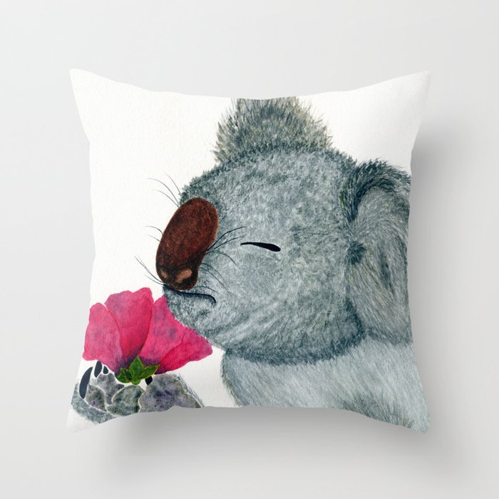 Koala Flower Throw Pillow