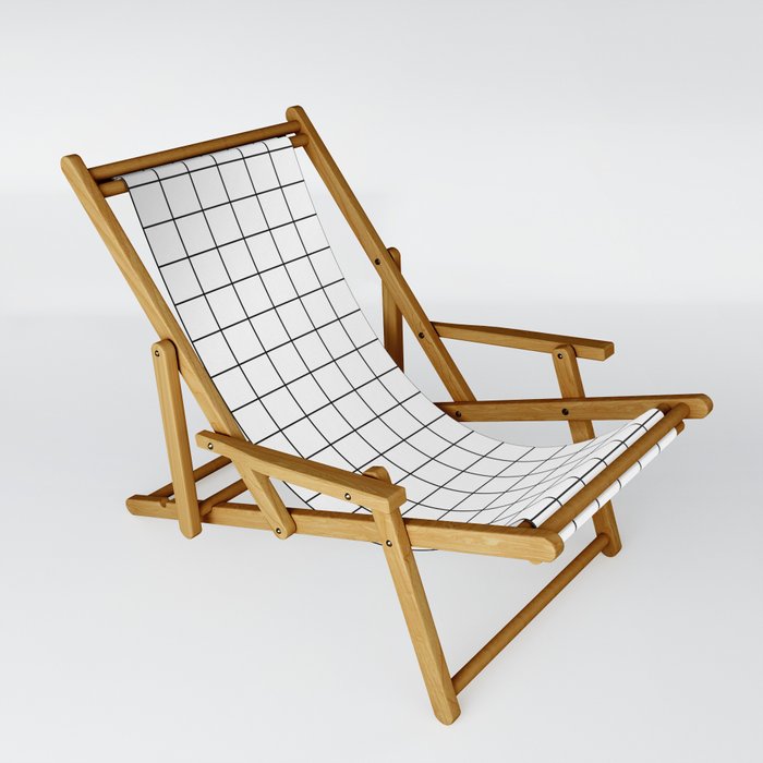 Black and White Thin Grid Graph Sling Chair