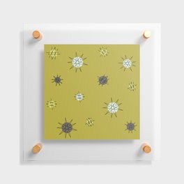 Atomic Age Starburst Planets Ochre Mustard Brown  Floating Acrylic Print