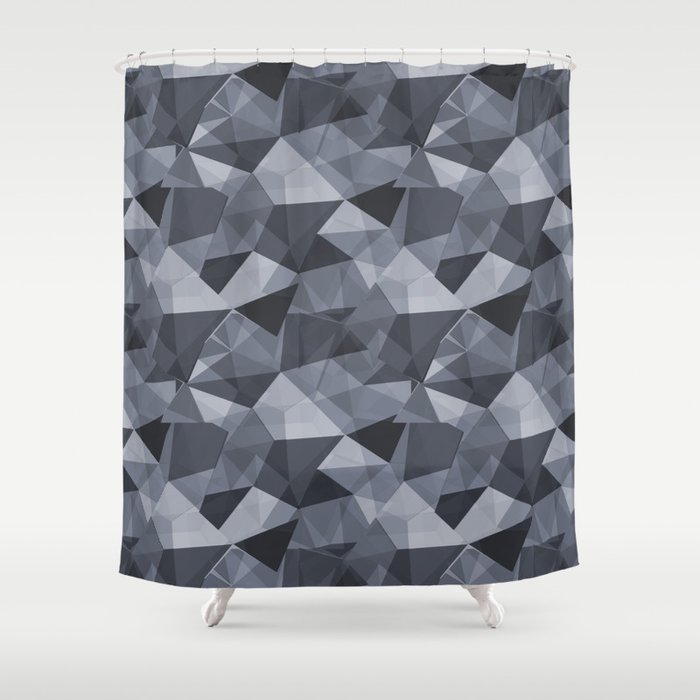 Abstract Geometrical Triangle Patterns 4 Hazy Blue - Seattle Haze Blue Gray - Twinkle Twinkle Shower Curtain