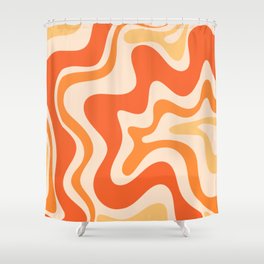 Tangerine Liquid Swirl Retro Abstract Pattern Shower Curtain