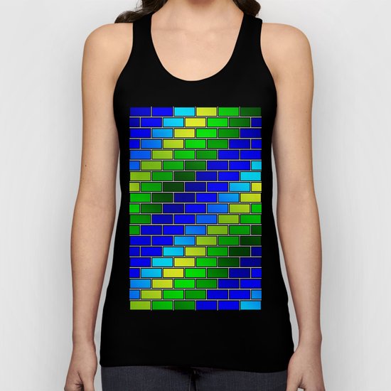 BRICK WALL #2 (Blues, Greens & Yellows) Unisex Tank Top