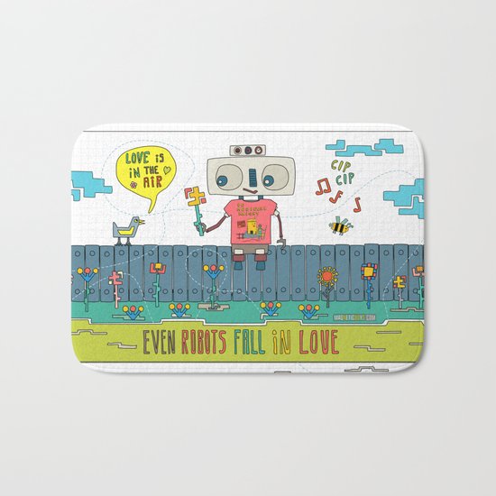 Even robots fall in love Bath Mat