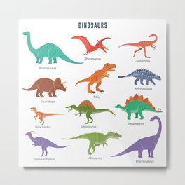 Dinosaurs set Metal Print | Animal, T Rex, Kids, Velociraptor, Triceratops, Mesozoic, Jurassicpark, Jurassicworld, Jurassic, Kindergarten 