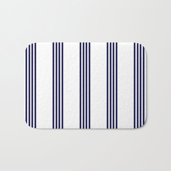 Blue- White- Stripe - Stripes - Marine - Maritime - Navy - Sea - Beach - Summer - Sailor Bath Mat