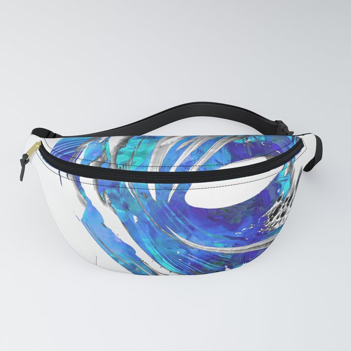 Blue And White Abstract Art - Swirling 3 - Sharon Cummings Fanny Pack