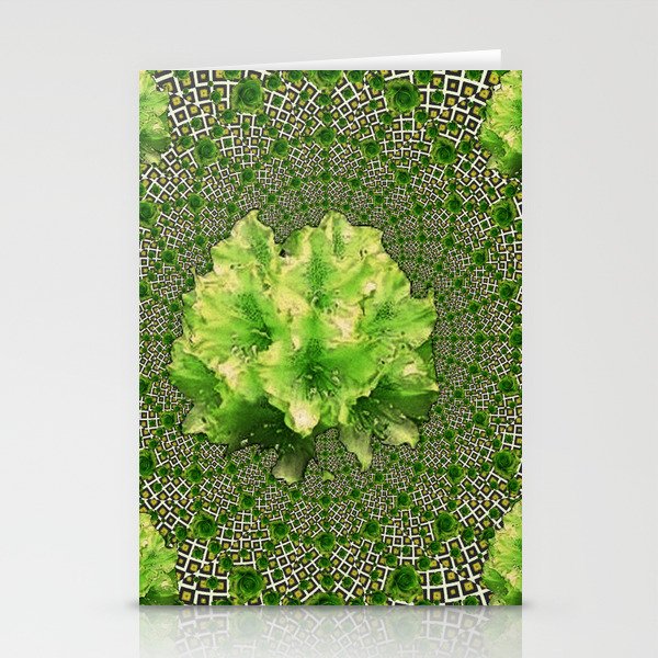 Lime Flowers & Green Irish Roses Optical Art Stationery Cards