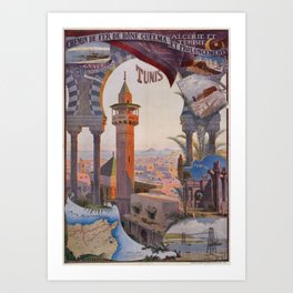 Tunisia Vintage Travel Poster Art Print