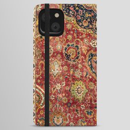 Indian Boho II // 16th Century Distressed Red Green Blue Flowery Colorful Ornate Rug Pattern iPhone Wallet Case