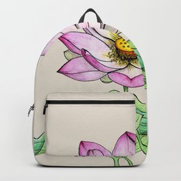 Botanical illustration lotus Backpack
