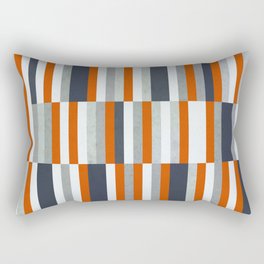 Orange, Navy Blue, Gray / Grey Stripes, Abstract Nautical Maritime Design by Rectangular Pillow