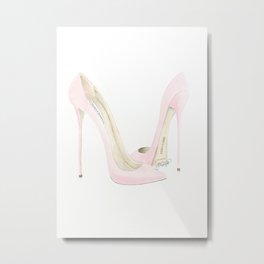 Blush Pink Manolo Blahnik Watercolor Metal Print | Manoloblahnik, Painting, Couture, Style, Shoeart, Designer, Stilettos, Lightpink, Stiletto, Fashionillustration 