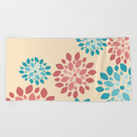 Flower Flurries Beige Beach Towel