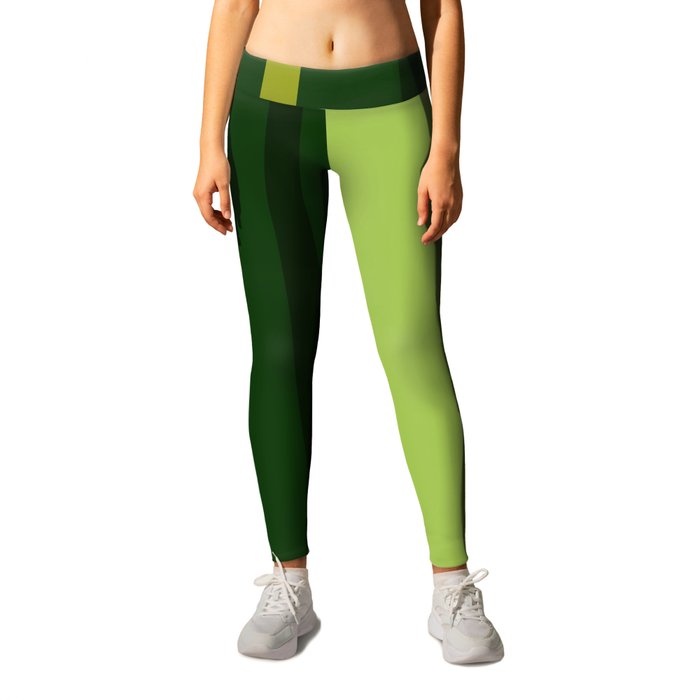 Abstract green stripes Leggings
