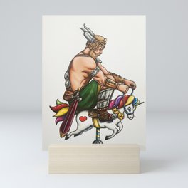 Viking on Unicorn Mini Art Print