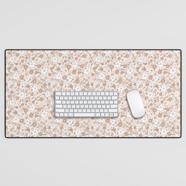 Vintage Boho floral pattern in Neutral Cream White Sage Desk Mat