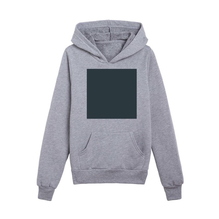 Dark Gray Green Solid Color Pantone Magical Forest 19-4908 TCX Shades of Black Hues Kids Pullover Hoodie