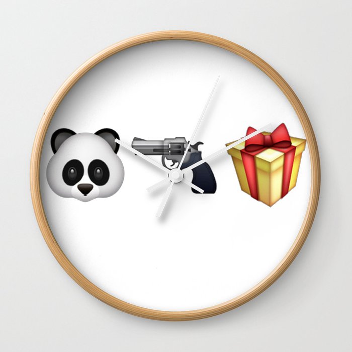 A Panda Next to a Gun Next to a Wrapped Gift (Shosanna, HBO Girls) Wall Clock