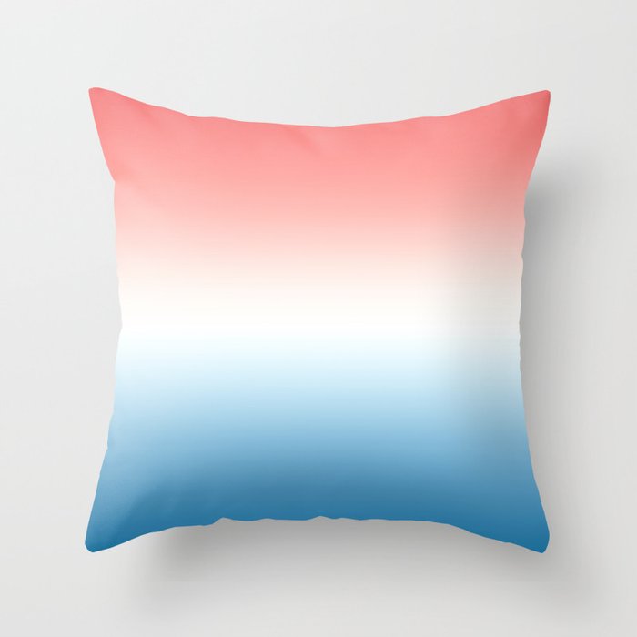 RED WHITE BLUE Ombre Colors  Throw Pillow