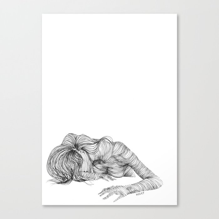 line drawing of a nude model Canvas Print