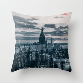 New York City Manhattan skyline double exposure Throw Pillow