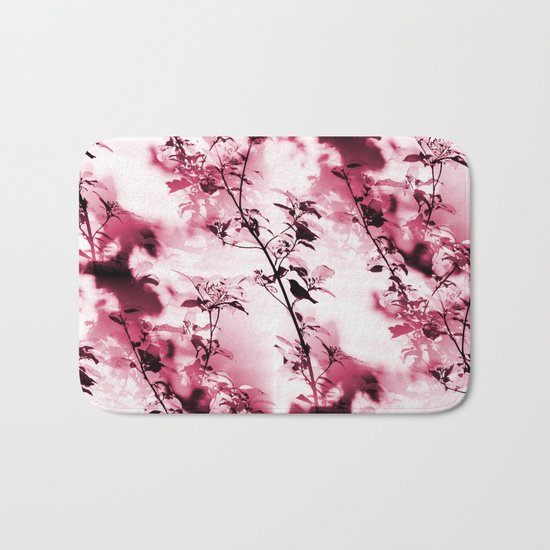 Silhouette of songbird on a branch Bath Mat
