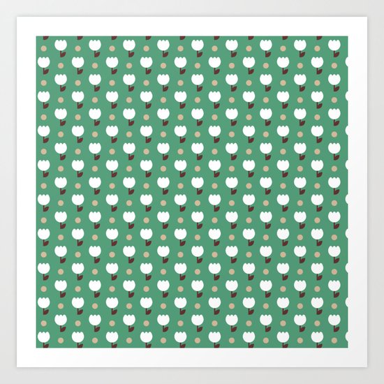 Micro Tulip nude/white/emerald Art Print