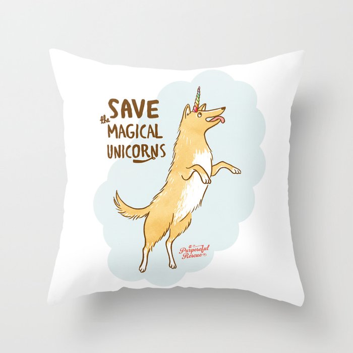 Save The Magical Unicorns by Alice Rutherford Throw Pillow