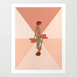 Reflected Woman in Swim Suit with Geometric Rising Sun, Entitled "Target" Art Print