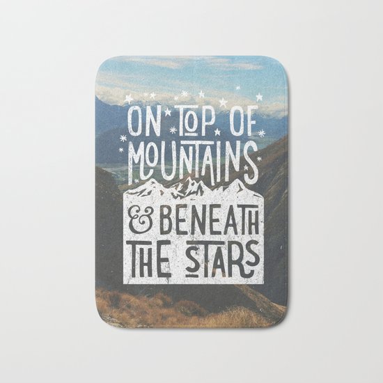 on top of mountain and beneath the stars Bath Mat