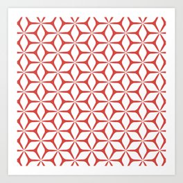 Floral Geometric in Red Art Print