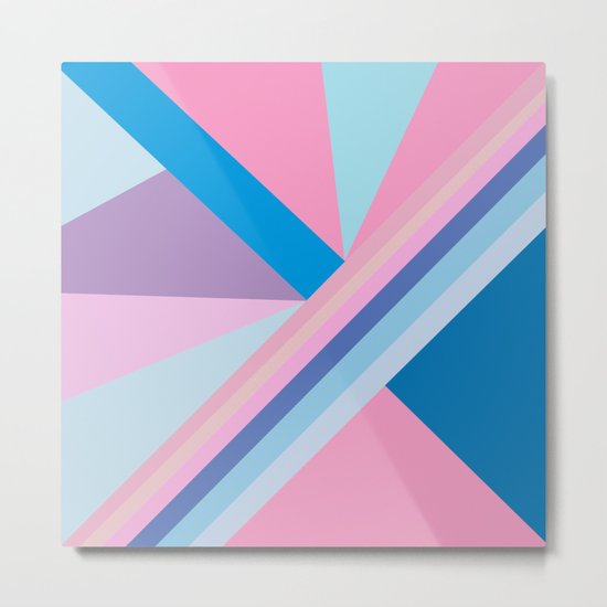 Trendy modern pink blue abstract pattern Metal Print