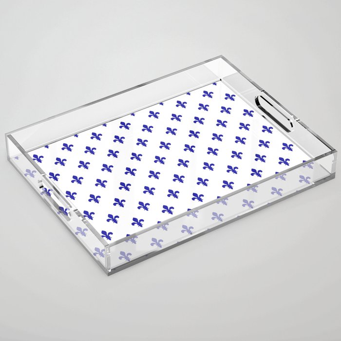 Fleur-de-Lis (Navy Blue & White Pattern) Acrylic Tray