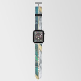Art Deco Jewel Green + Gold Marble Geometry Apple Watch Band