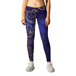 Gallifrey Gold Space Geometry Leggings | Accent, Gold, Science, Lord, Design, Time, Outerspace, Blue, Tardis, Geometric 