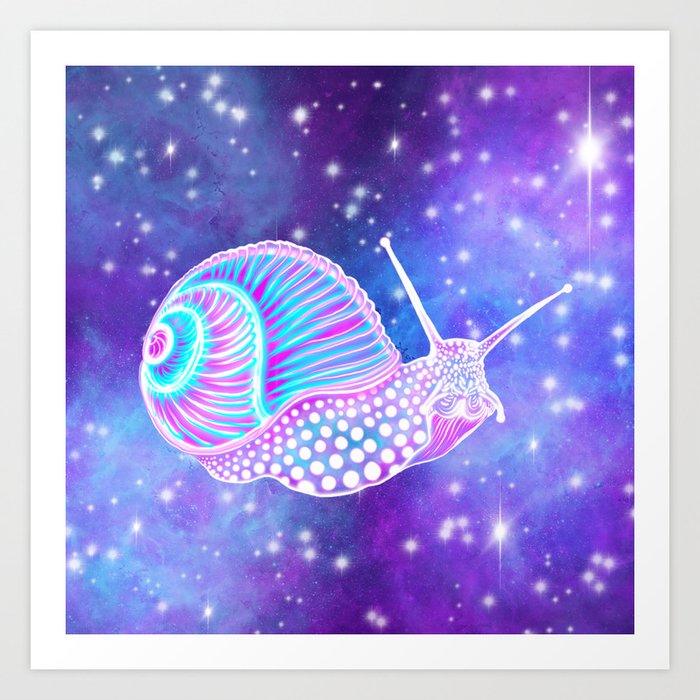 Psychedelic Galaxy Snail Art Print