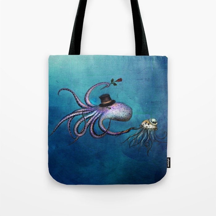 Underwater Love // octopus jellyfish Tote Bag