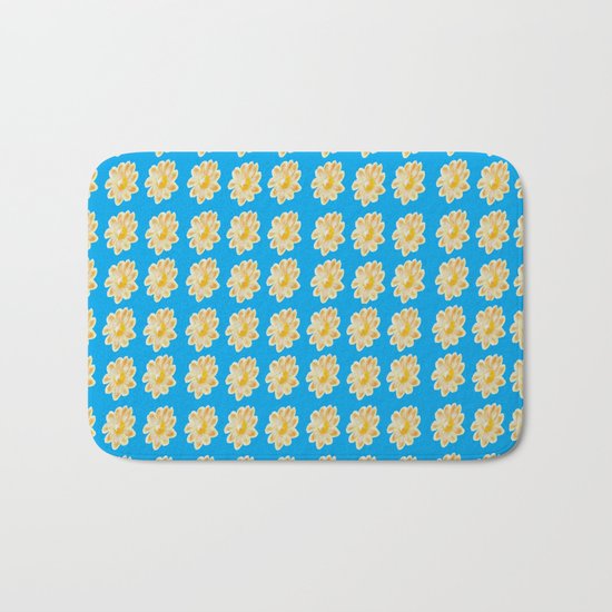 Golden Daisy Swimming in Blue Bath Mat