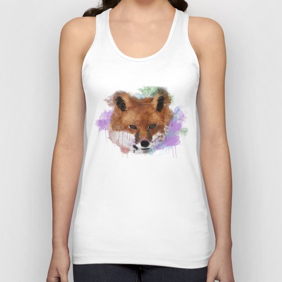 Fox Face Watercolor Unisex Tank Top