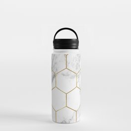 Gold marble hexagon pattern Water Bottle