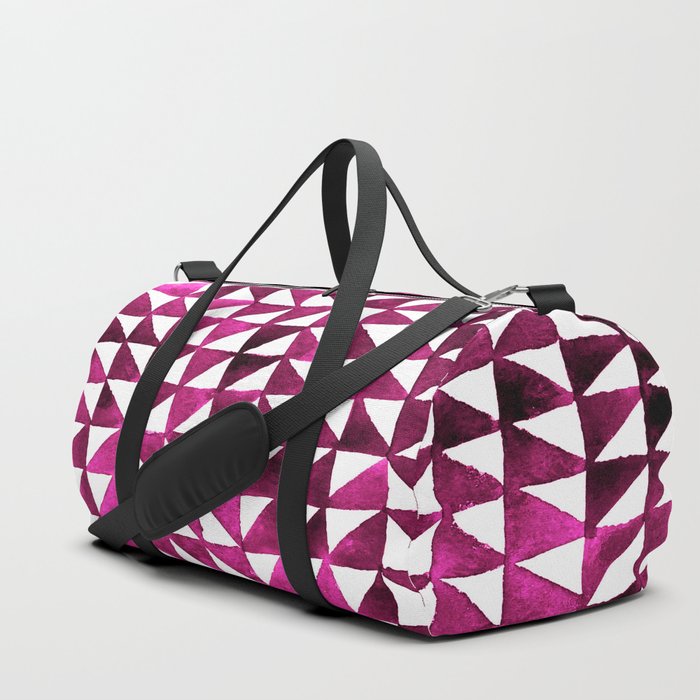 Triangle Grid pink and black Duffle Bag