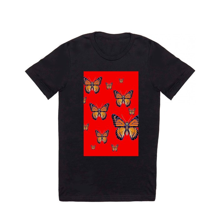 RED ART MONARCH BUTTERFLIES T Shirt